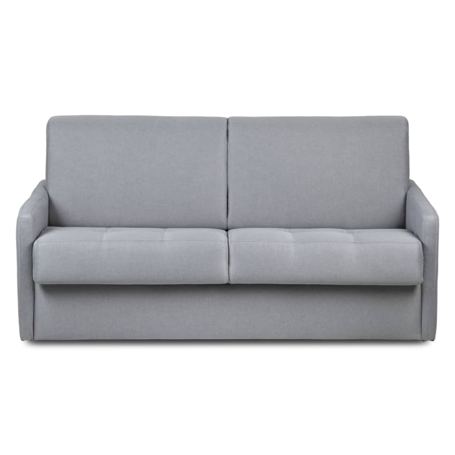 Canapé convertible 3 places en tissu gris ouverture express, accoudoirs slim